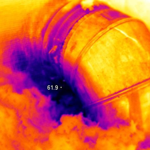 Infrared inspection of leaking HVAC duct